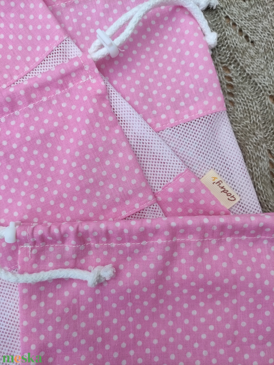 Zöldséges, gyümölcsös textil zsákok 4 darabos szettben - táska & tok - bevásárlás & shopper táska - zöldség/gyümölcs zsák - Meska.hu