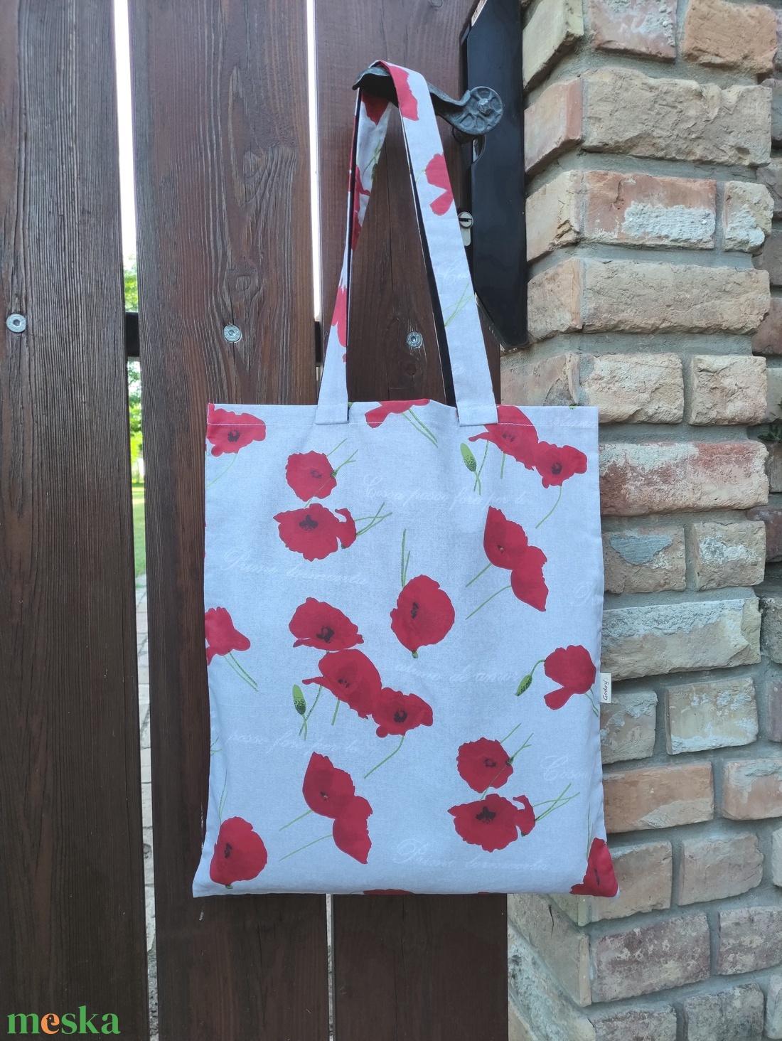 Pipacsos bevásárló táska  - táska & tok - bevásárlás & shopper táska - shopper, textiltáska, szatyor - Meska.hu