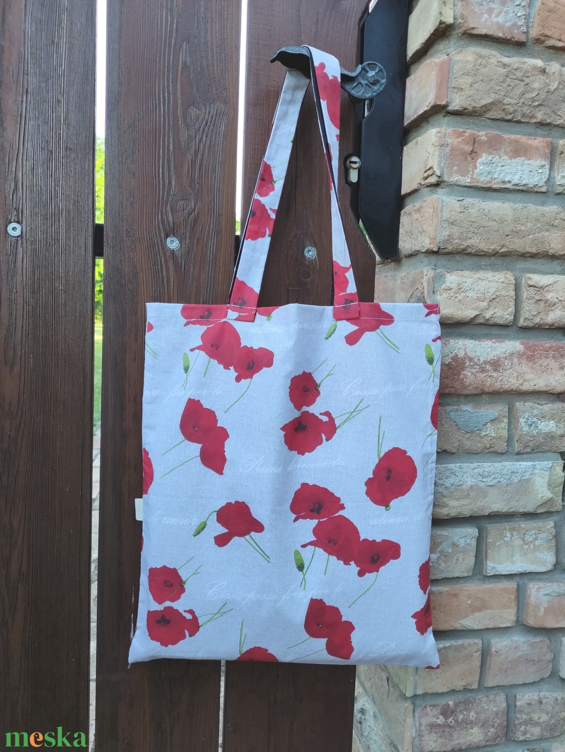 Pipacsos bevásárló táska  - táska & tok - bevásárlás & shopper táska - shopper, textiltáska, szatyor - Meska.hu