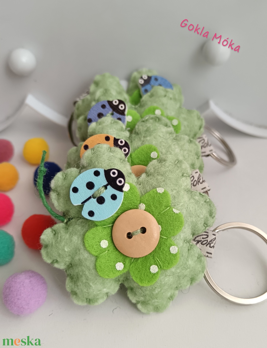 4 levelű lóhere kulcstartó vagy táskadísz - táska & tok - kulcstartó & táskadísz - kulcstartó - Meska.hu