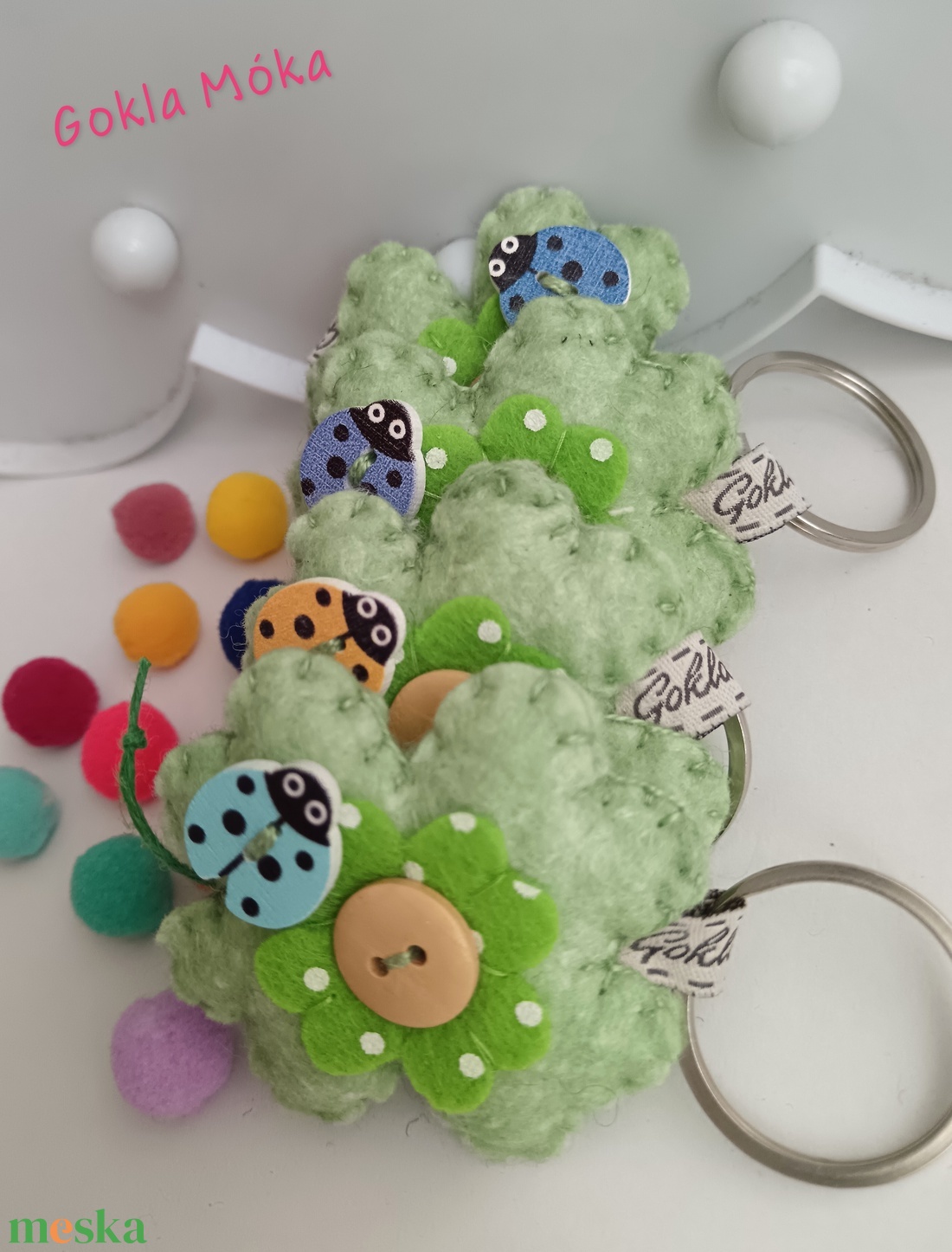 4 levelű lóhere kulcstartó vagy táskadísz - táska & tok - kulcstartó & táskadísz - kulcstartó - Meska.hu