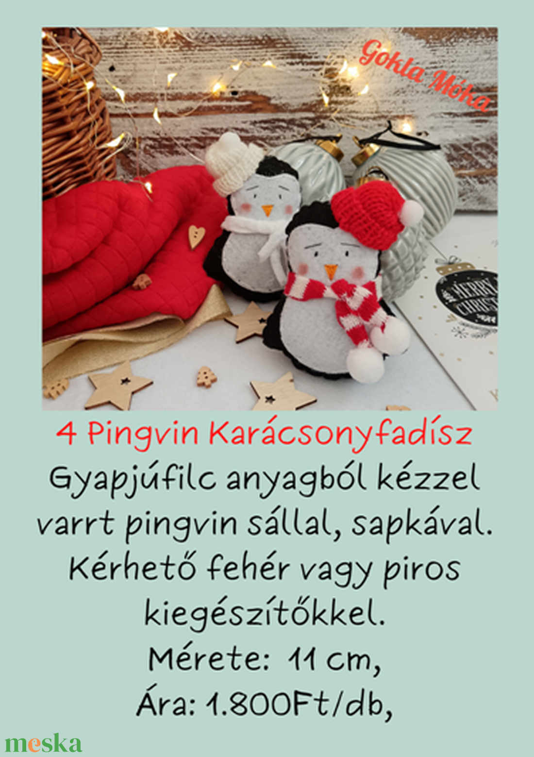 Pingvin karácsonyfadísz - karácsony - karácsonyi lakásdekoráció - karácsonyfadíszek - Meska.hu