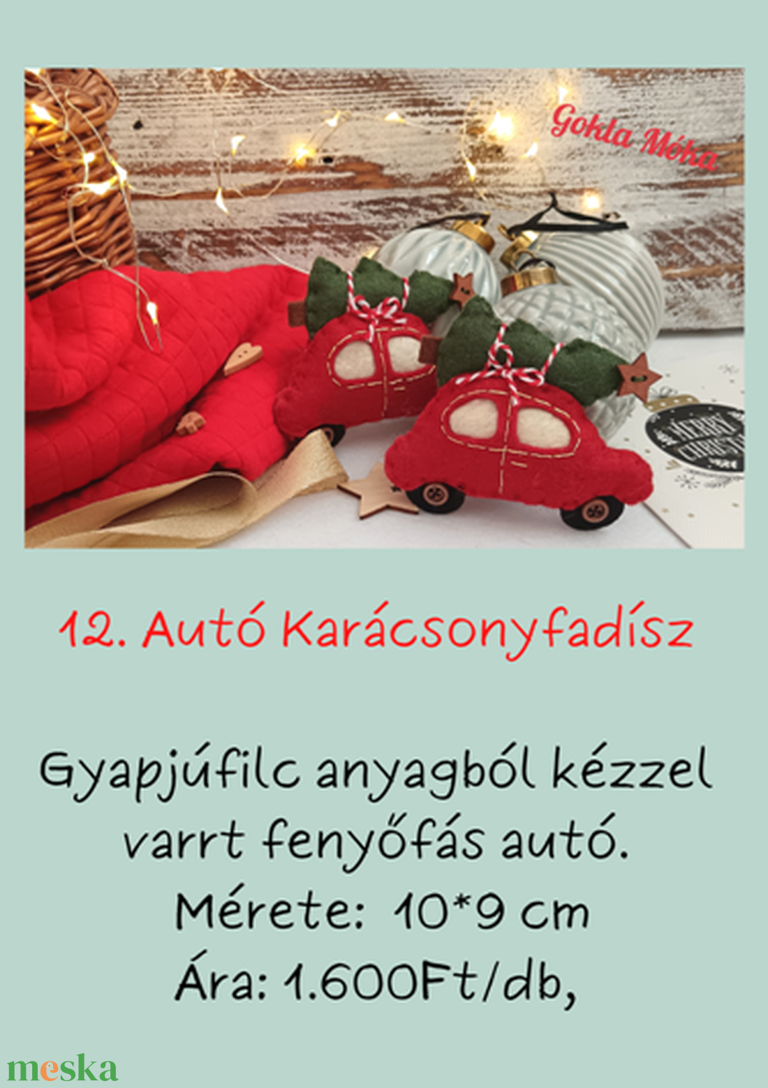 Autó karácsonyfadísz - karácsony - karácsonyi lakásdekoráció - karácsonyfadíszek - Meska.hu