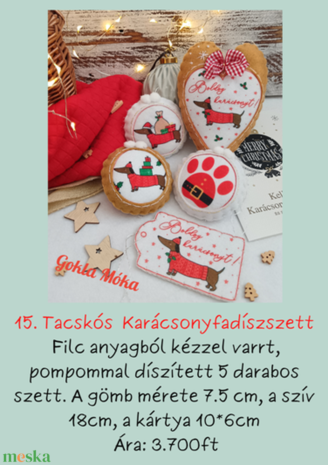 Tacsis szett karácsonyfadísz - karácsony - karácsonyi lakásdekoráció - karácsonyfadíszek - Meska.hu