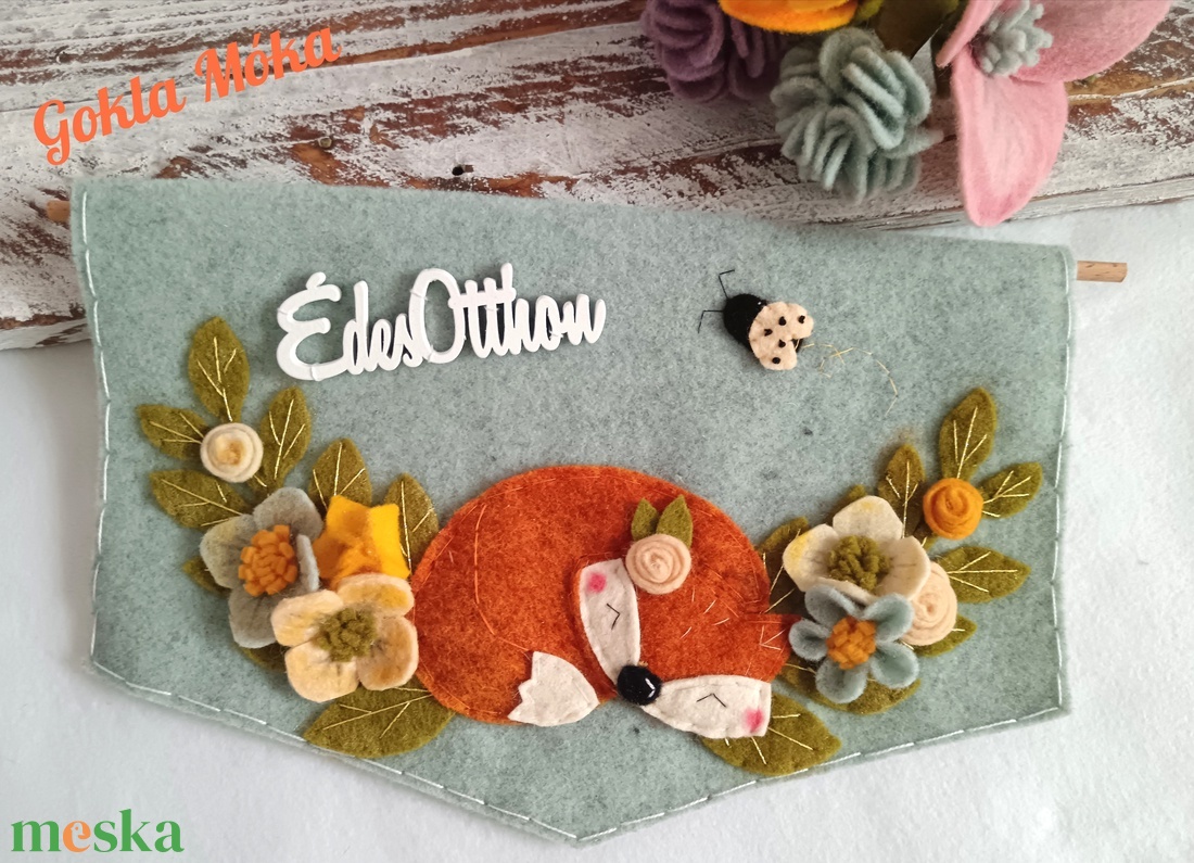 Tavaszi rókás ajtódísz - otthon & életmód - dekoráció - ajtó- és ablak dekoráció - ajtódísz & kopogtató - Meska.hu