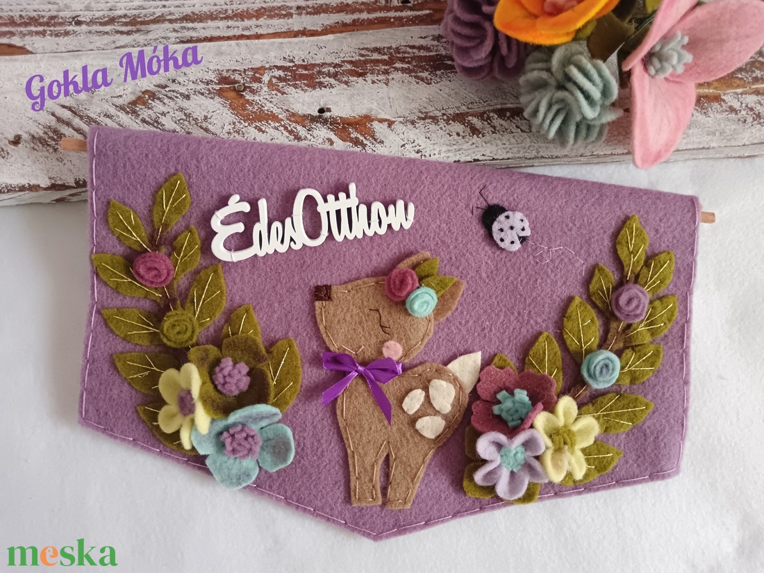 Tavaszi őzikés ajtódísz - otthon & életmód - dekoráció - ajtó- és ablak dekoráció - ajtódísz & kopogtató - Meska.hu