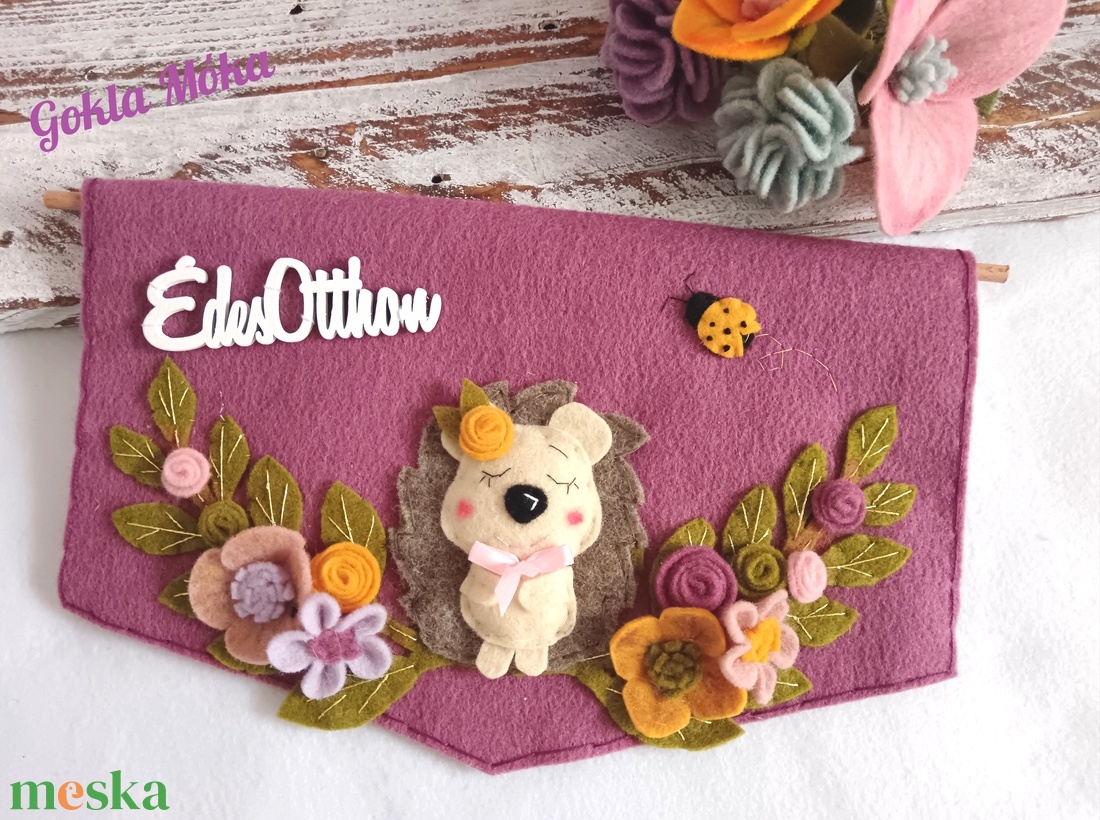 Tavaszi sünis ajtódísz - otthon & életmód - dekoráció - ajtó- és ablak dekoráció - ajtódísz & kopogtató - Meska.hu