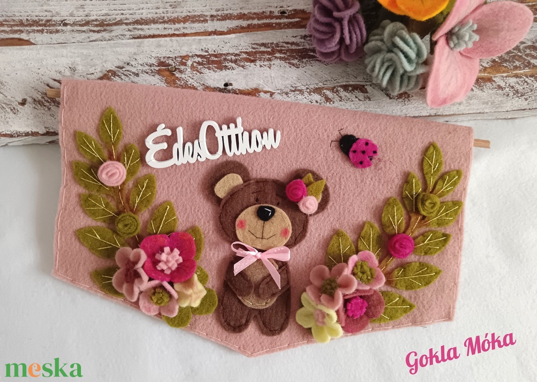 Tavaszi macis ajtódísz - otthon & életmód - dekoráció - ajtó- és ablak dekoráció - ajtódísz & kopogtató - Meska.hu