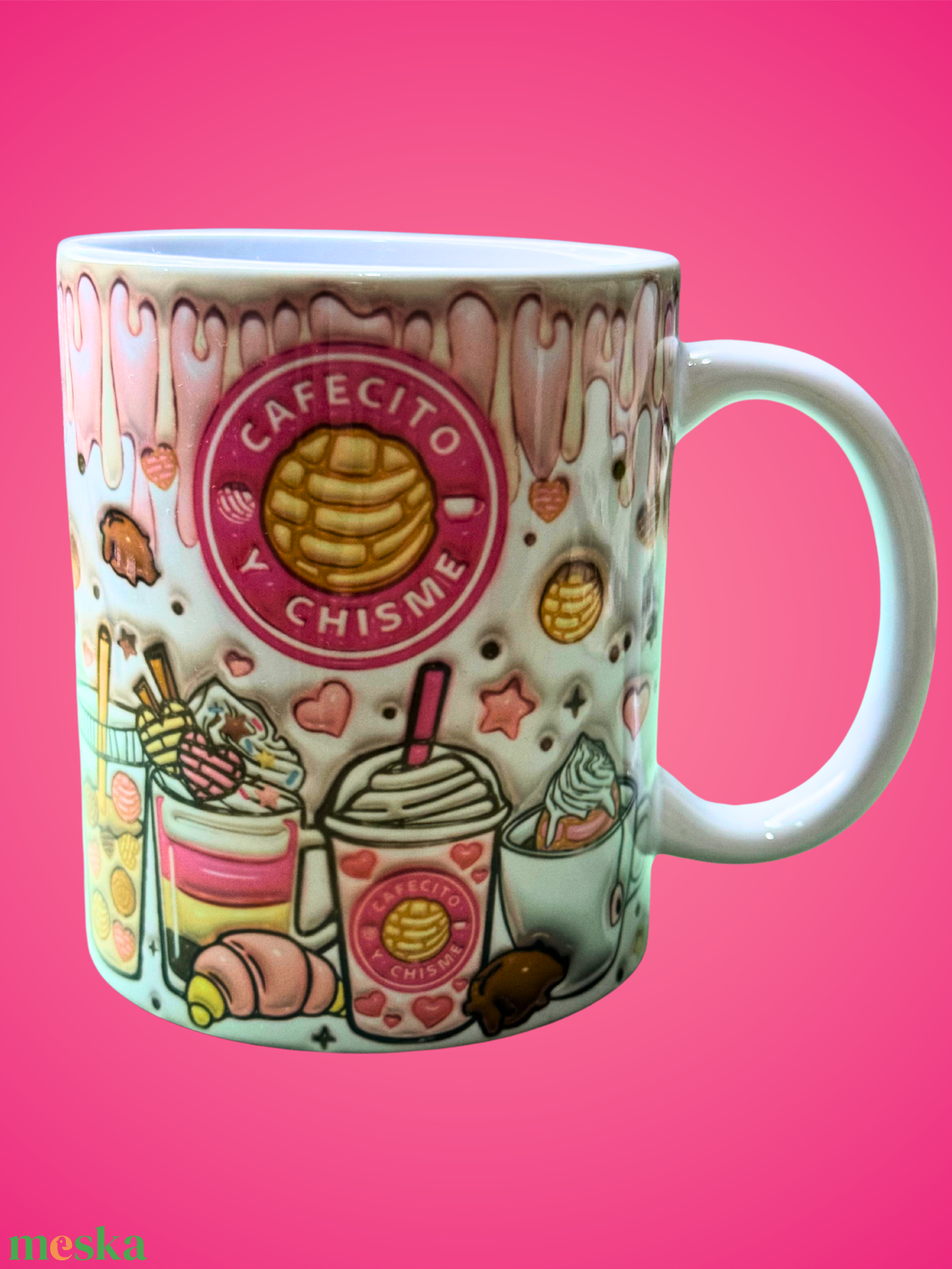 Cafecito Y Chisme bögre reggelizős mintával - otthon & életmód - konyhafelszerelés, tálalás - tálalás - bögre & csésze - Meska.hu