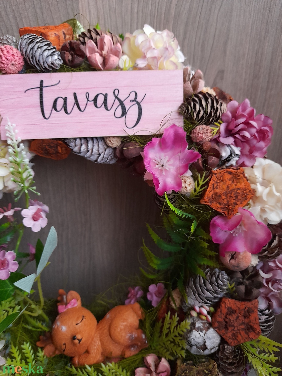 Tavaszi kopogtató alvó őzikével - otthon & életmód - dekoráció - ajtó- és ablak dekoráció - ajtódísz & kopogtató - Meska.hu