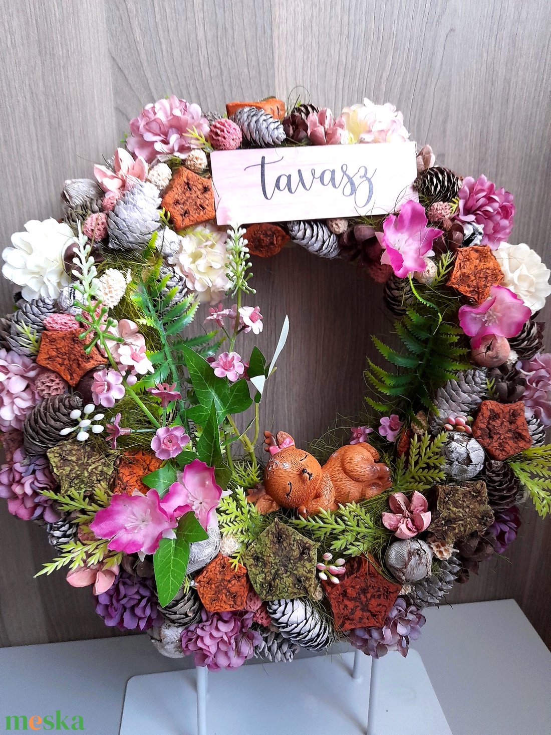 Tavaszi kopogtató alvó őzikével - otthon & életmód - dekoráció - ajtó- és ablak dekoráció - ajtódísz & kopogtató - Meska.hu