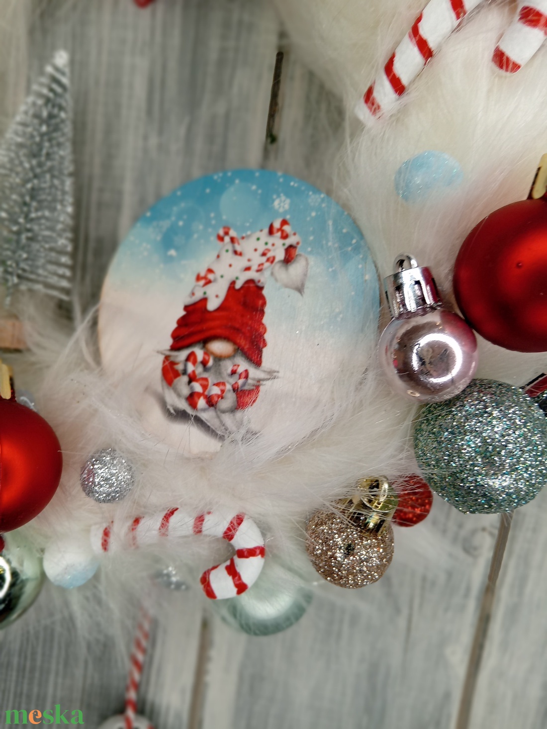 Cukorkabotos manós kopogtató - karácsony - adventi díszek - adventi ajtódísz - Meska.hu