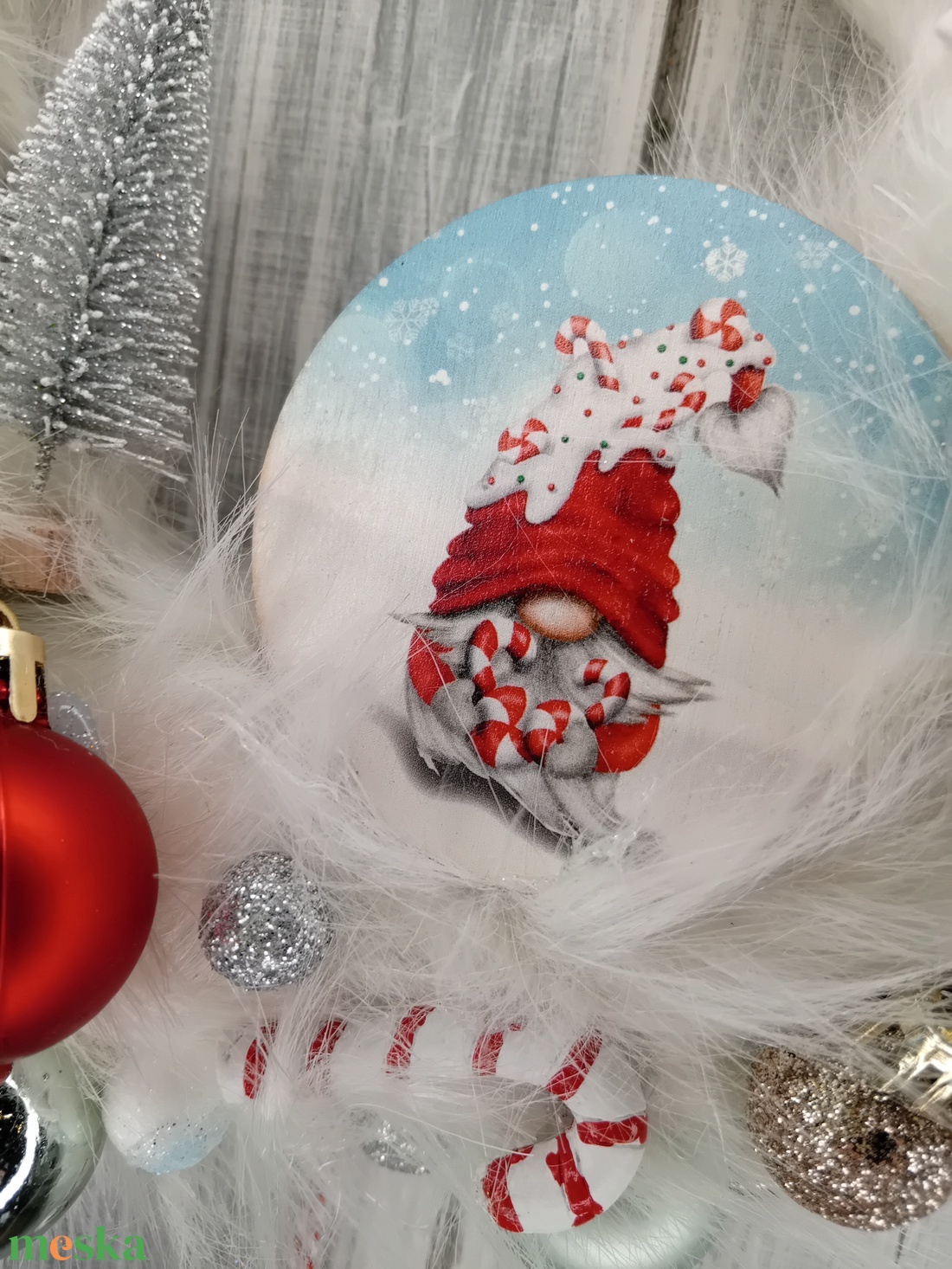 Cukorkabotos manós kopogtató - karácsony - adventi díszek - adventi ajtódísz - Meska.hu