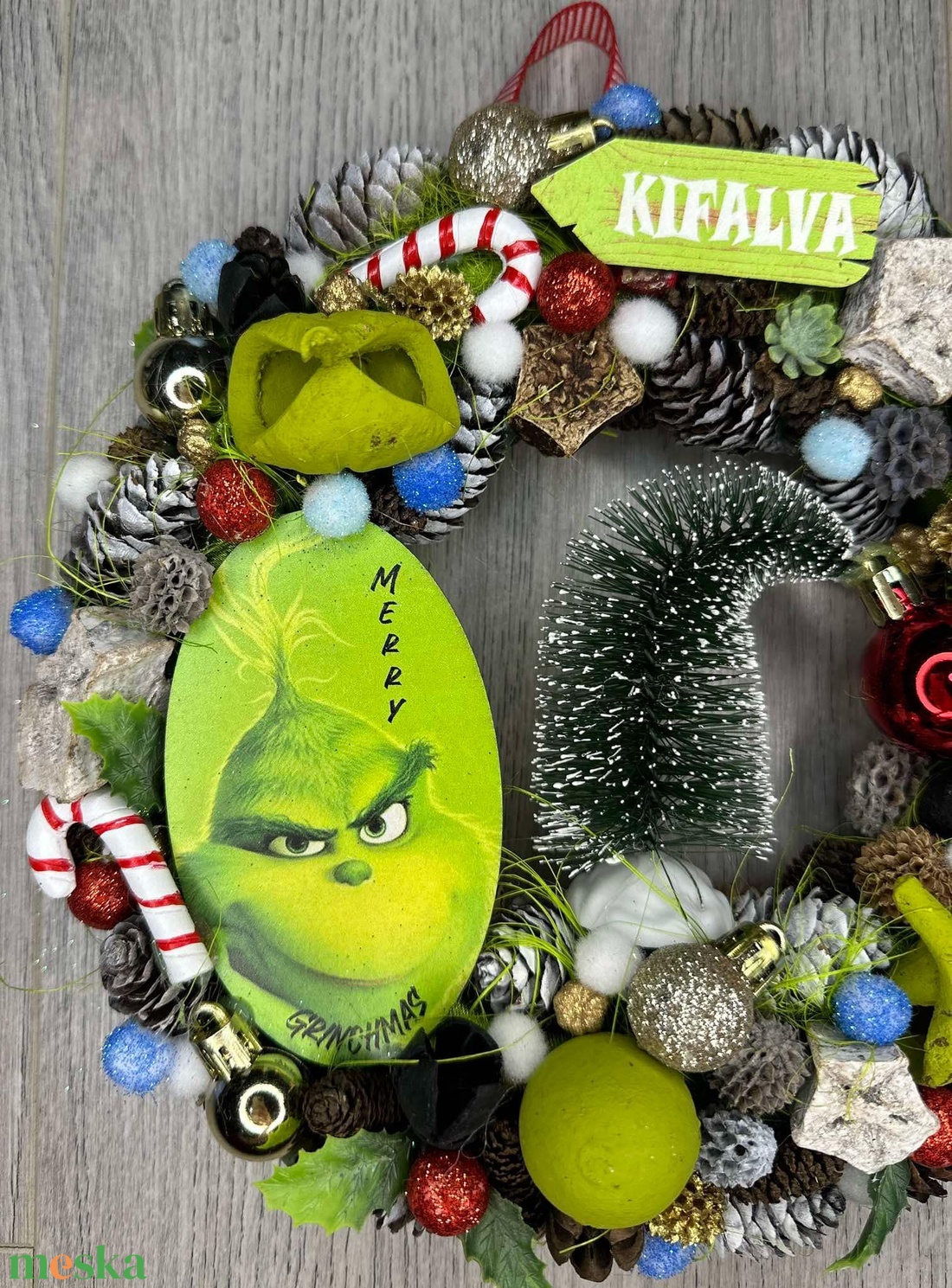 Grinchmas ajtódísz - karácsony - adventi díszek - adventi ajtódísz - Meska.hu