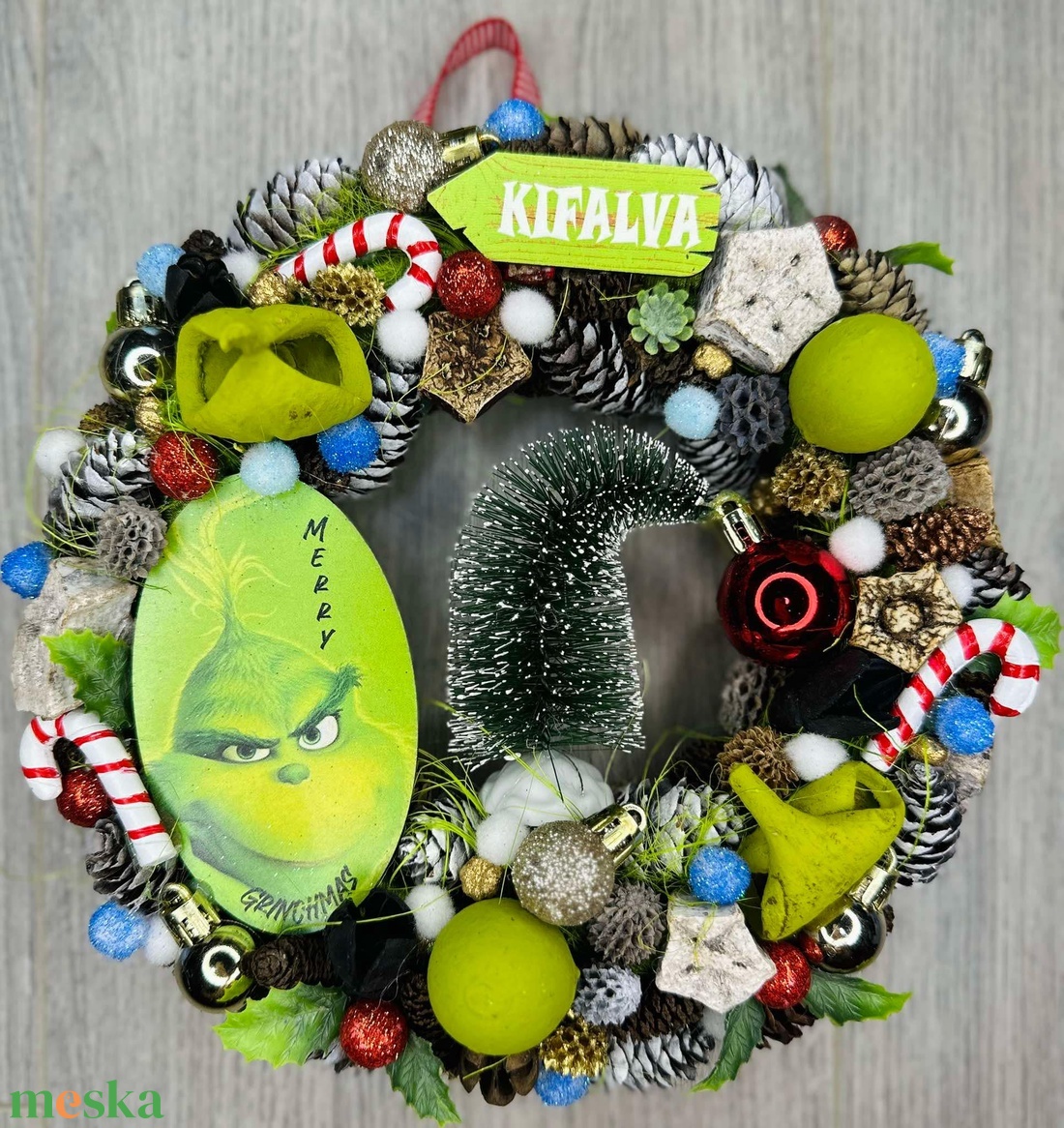 Grinchmas ajtódísz - karácsony - adventi díszek - adventi ajtódísz - Meska.hu