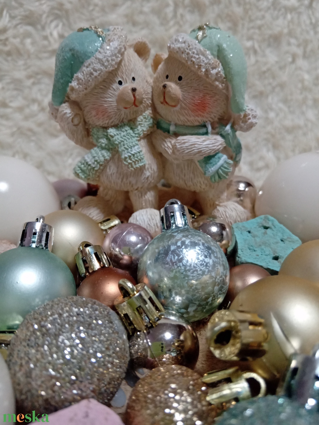 Ölelkezős mackók adventi koszorú - karácsony - adventi díszek - adventi asztaldísz - Meska.hu