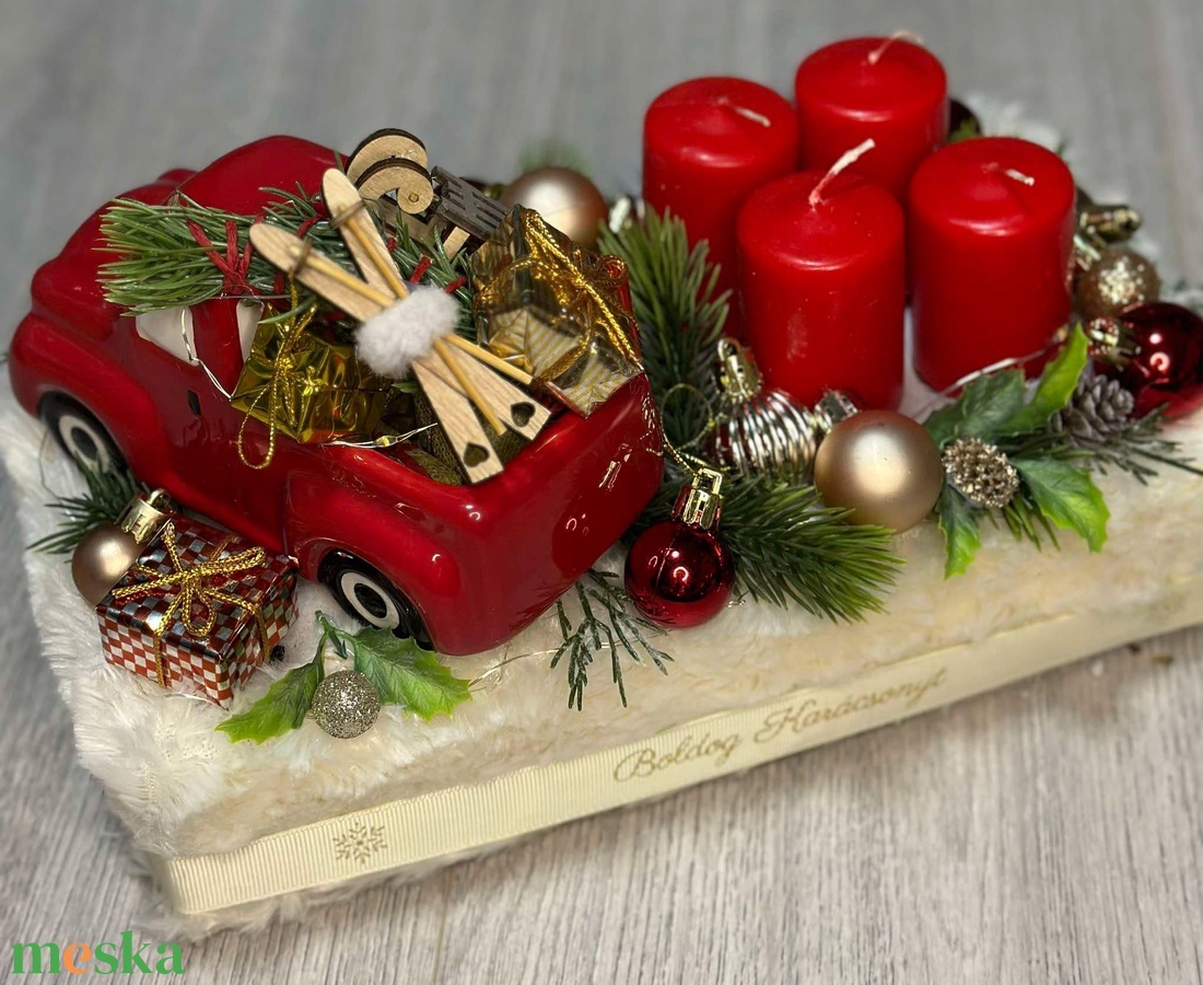 Piros autós adventi box világítással - karácsony - adventi díszek - adventi asztaldísz - Meska.hu Piros autós adventi box világítással - karácsony - adventi díszek - adventi asztaldísz - Meska.hu