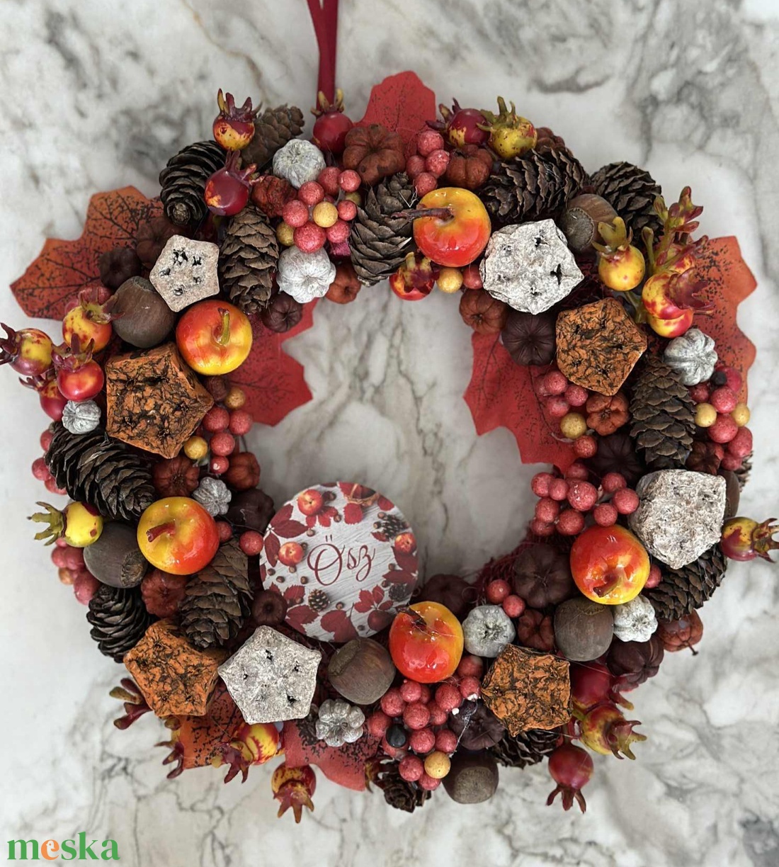 Őszi almás tobozos ajtódísz - otthon & életmód - dekoráció - ajtó- és ablak dekoráció - ajtódísz & kopogtató - Meska.hu