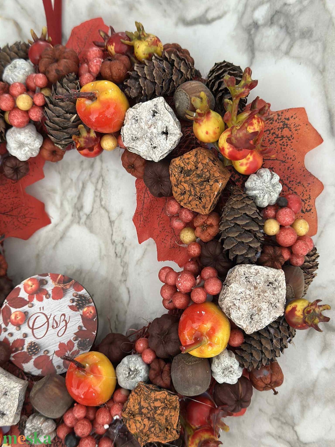 Őszi almás tobozos ajtódísz - otthon & életmód - dekoráció - ajtó- és ablak dekoráció - ajtódísz & kopogtató - Meska.hu