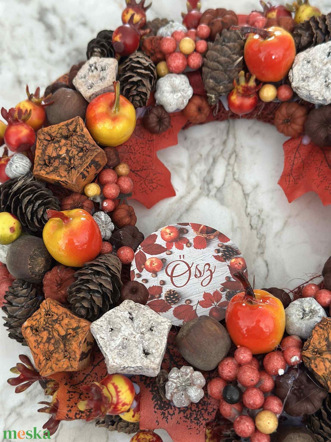 Őszi almás tobozos ajtódísz - otthon & életmód - dekoráció - ajtó- és ablak dekoráció - ajtódísz & kopogtató - Meska.hu