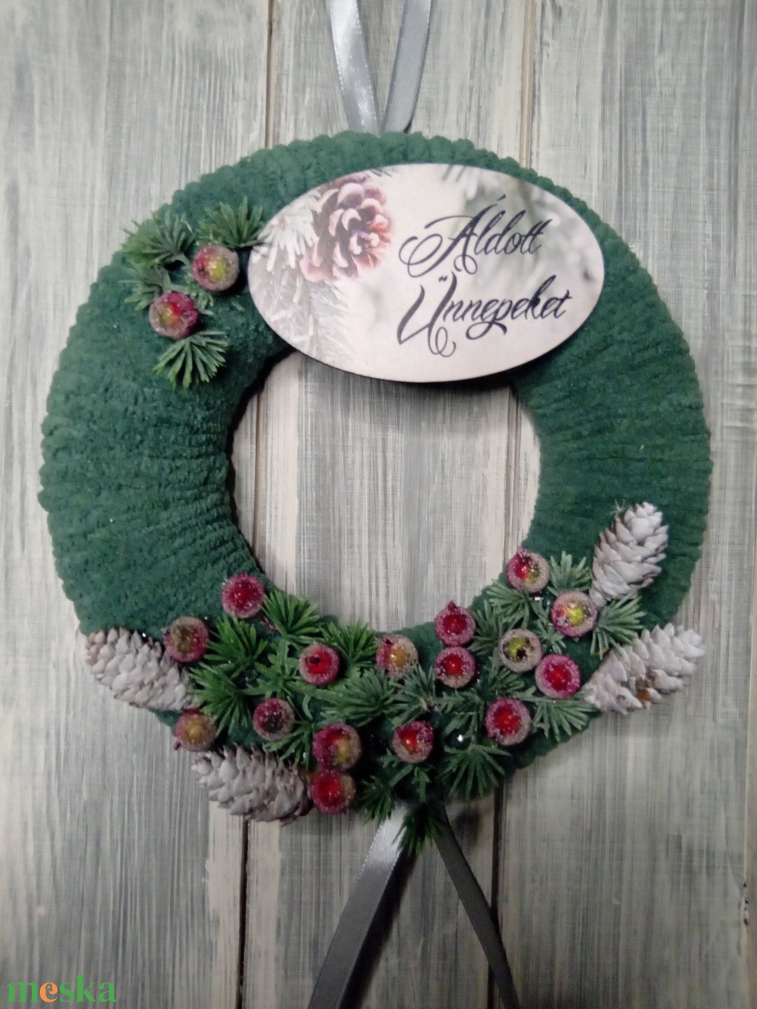 Áldott ünnepeket ajtódísz - karácsony - karácsonyi lakásdekoráció - karácsonyi ajtódíszek - Meska.hu