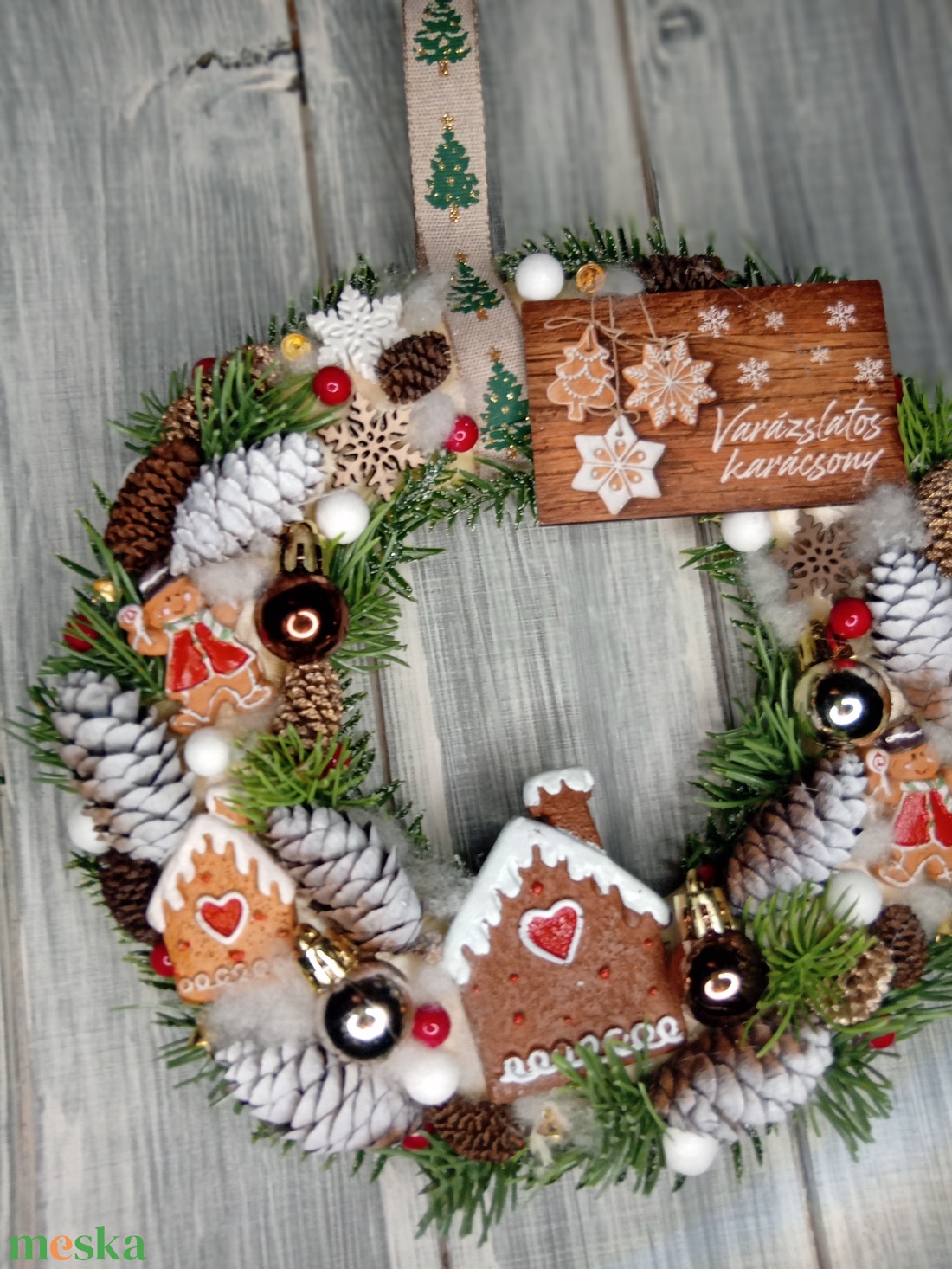 Varázslatos karácsony mézis ajtódísz - karácsony - karácsonyi lakásdekoráció - karácsonyi ajtódíszek - Meska.hu