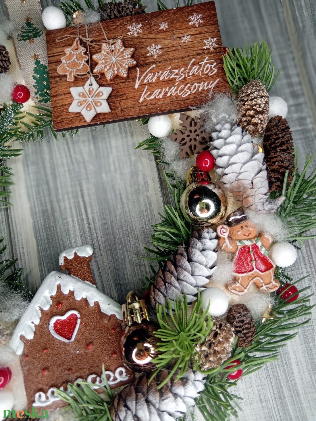 Varázslatos karácsony mézis ajtódísz - karácsony - karácsonyi lakásdekoráció - karácsonyi ajtódíszek - Meska.hu
