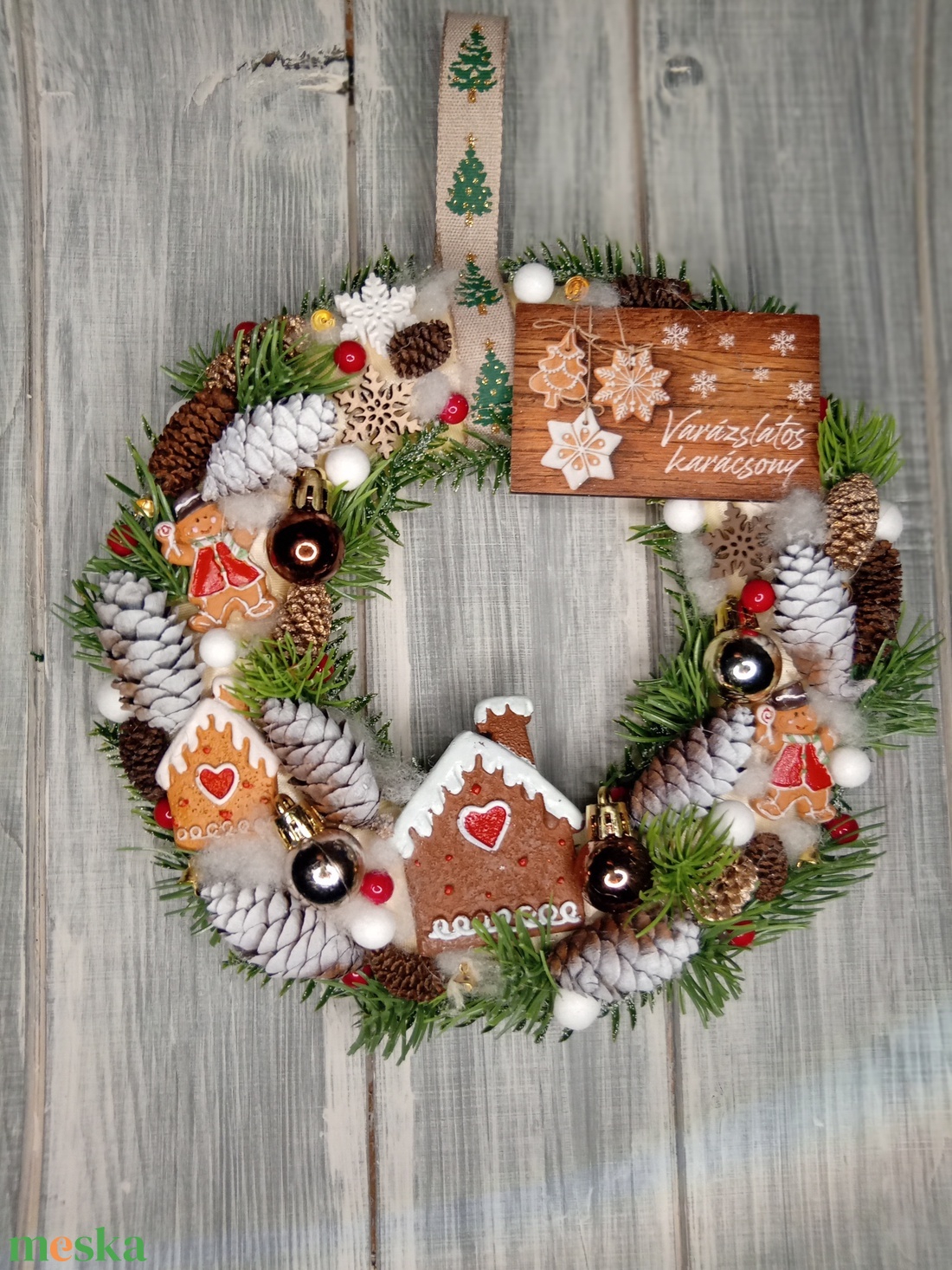Varázslatos karácsony mézis ajtódísz - karácsony - karácsonyi lakásdekoráció - karácsonyi ajtódíszek - Meska.hu