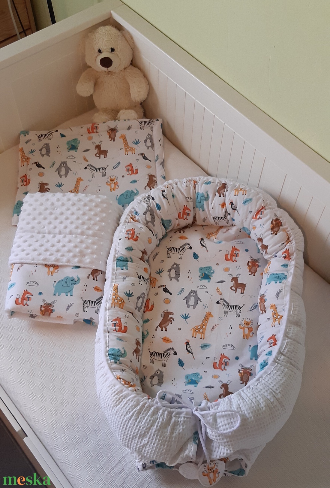 Babaváró szett, babafészek, takaró és lapospárna - baba - mama - babaágyneműk - szett kiságyba - Meska.hu