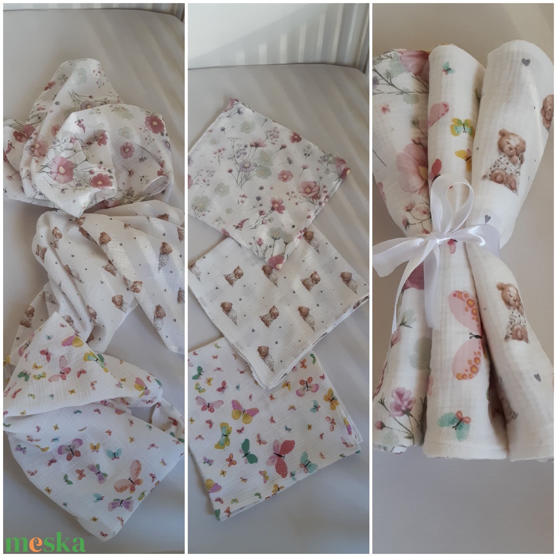 Dupla géz textil pelenka, 3 db - baba - mama - pelenkázó, babafürdető kellékek - pelenka - Meska.hu