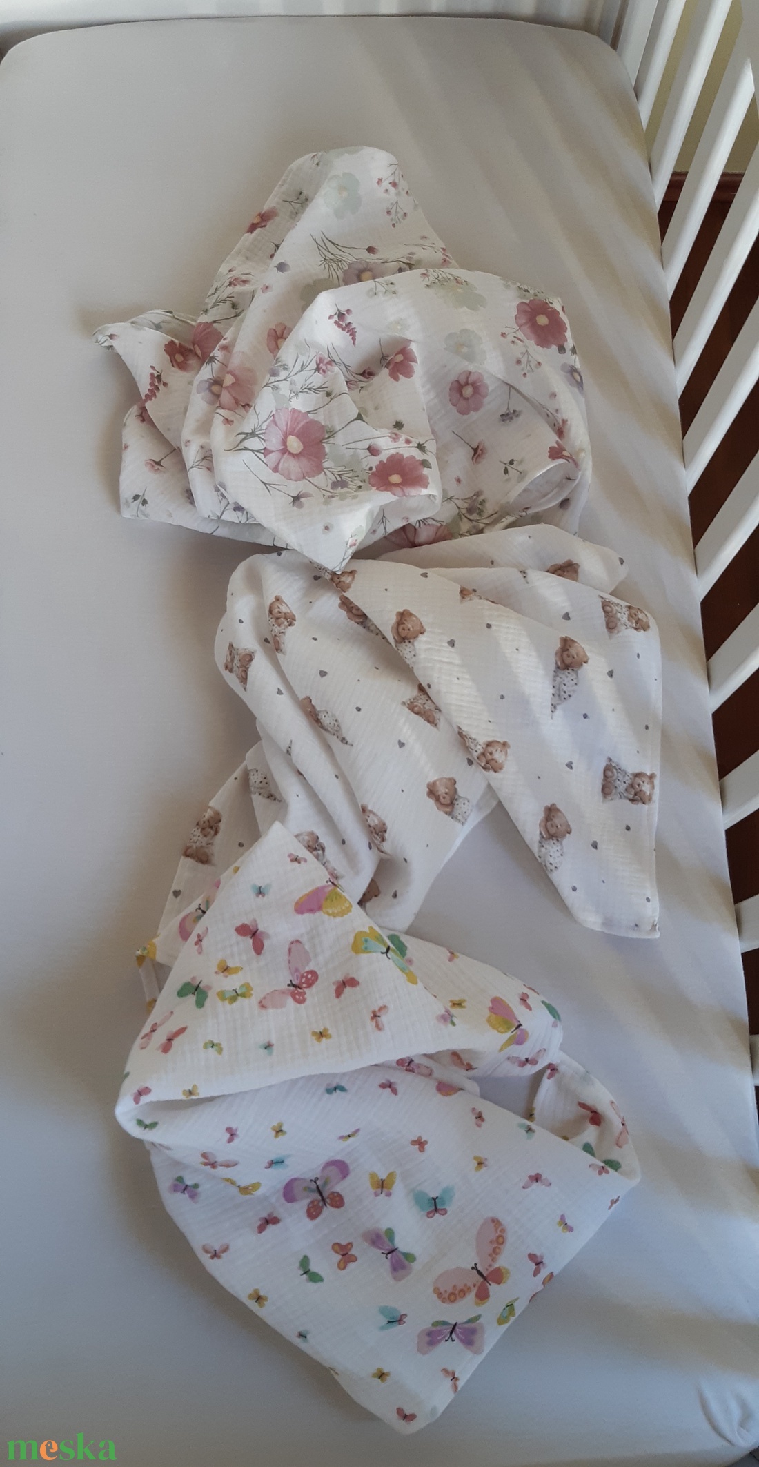 Dupla géz textil pelenka, 3 db - baba - mama - pelenkázó, babafürdető kellékek - pelenka - Meska.hu