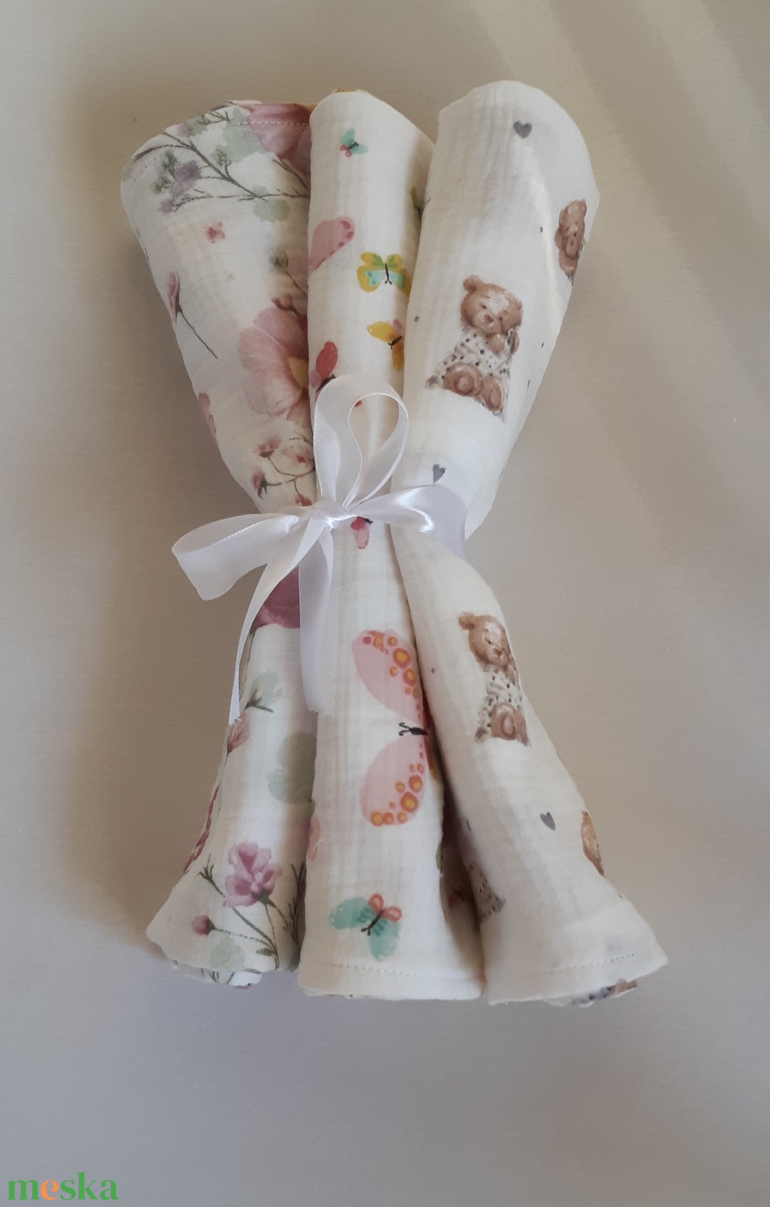 Dupla géz textil pelenka, 3 db - baba - mama - pelenkázó, babafürdető kellékek - pelenka - Meska.hu