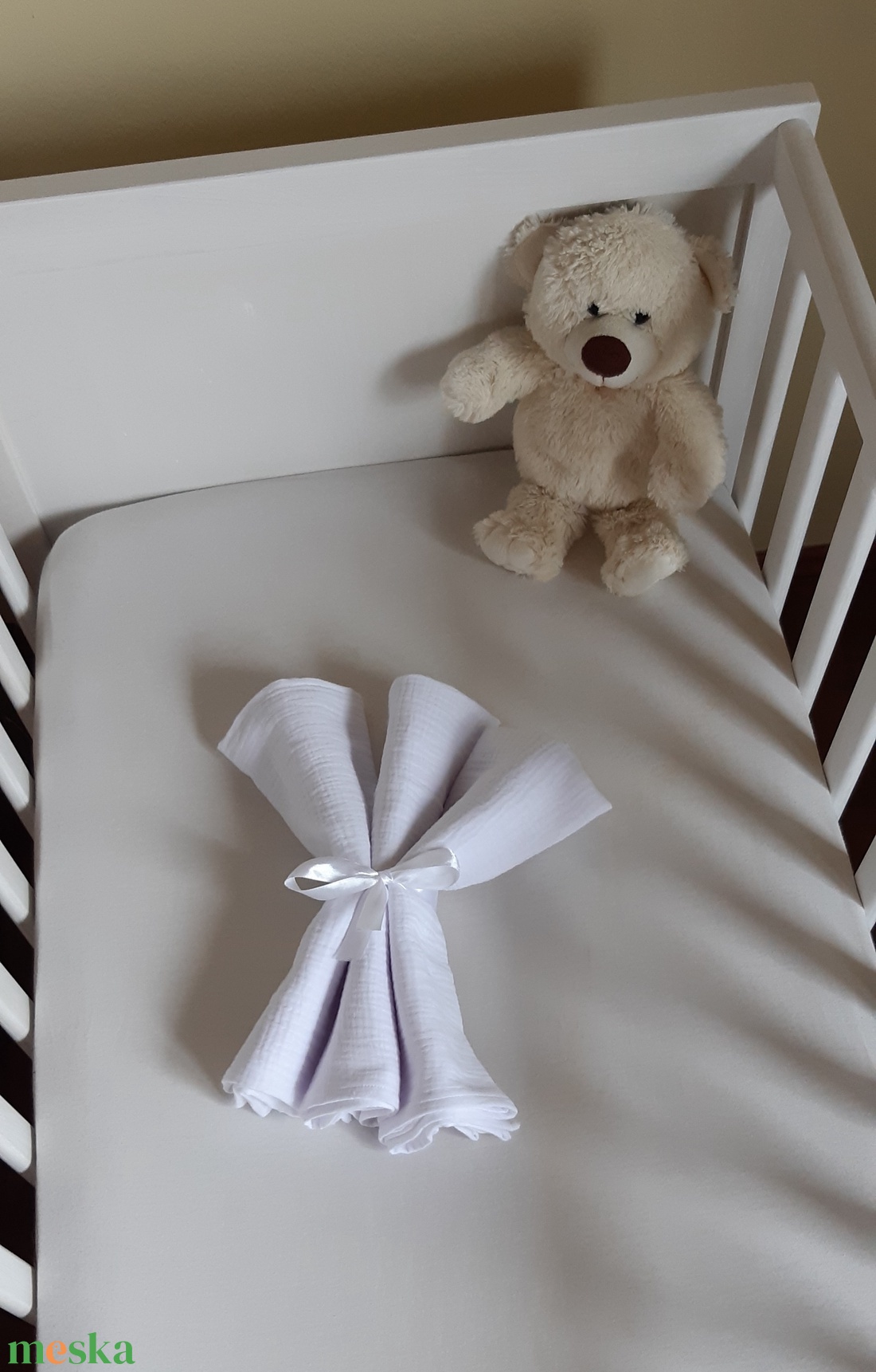 Fehér dupla géz textil pelenka, 3 db - baba - mama - pelenkázó, babafürdető kellékek - pelenka - Meska.hu