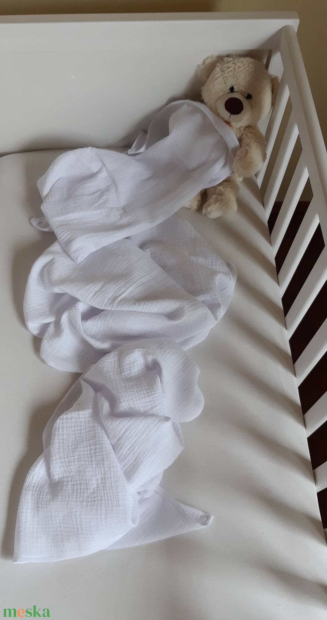 Fehér dupla géz textil pelenka, 3 db - baba - mama - pelenkázó, babafürdető kellékek - pelenka - Meska.hu