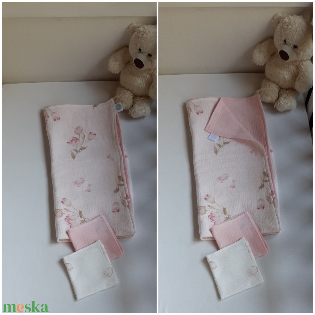 Két rétegű dupla géz nyári takaró, 2 db nyálkendővel - baba - mama - baba ágynemű - babatakaró, gyerek pléd - Meska.hu