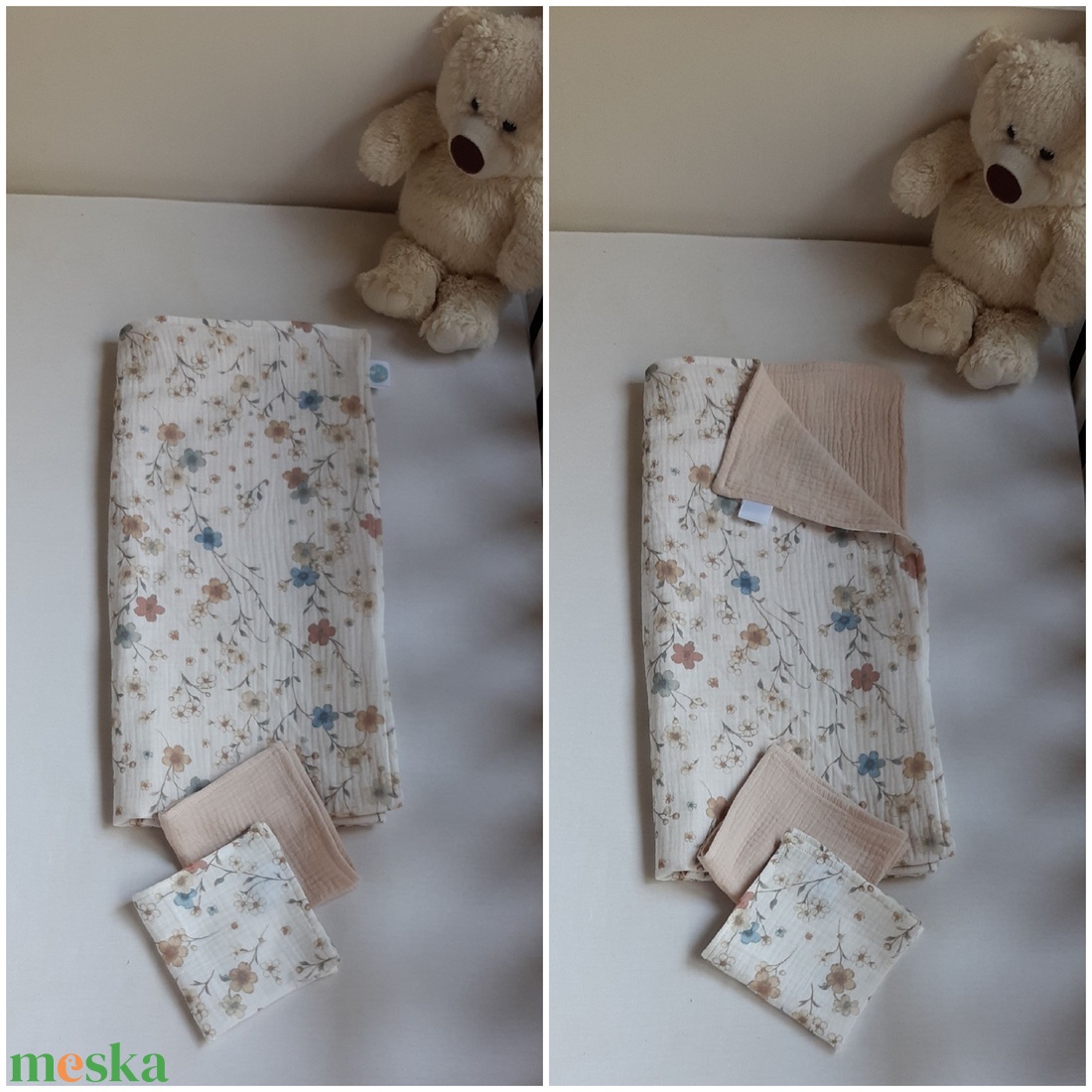 Két rétegű dupla géz nyári takaró, 2 db nyálkendővel - baba - mama - baba ágynemű - babatakaró, gyerek pléd - Meska.hu