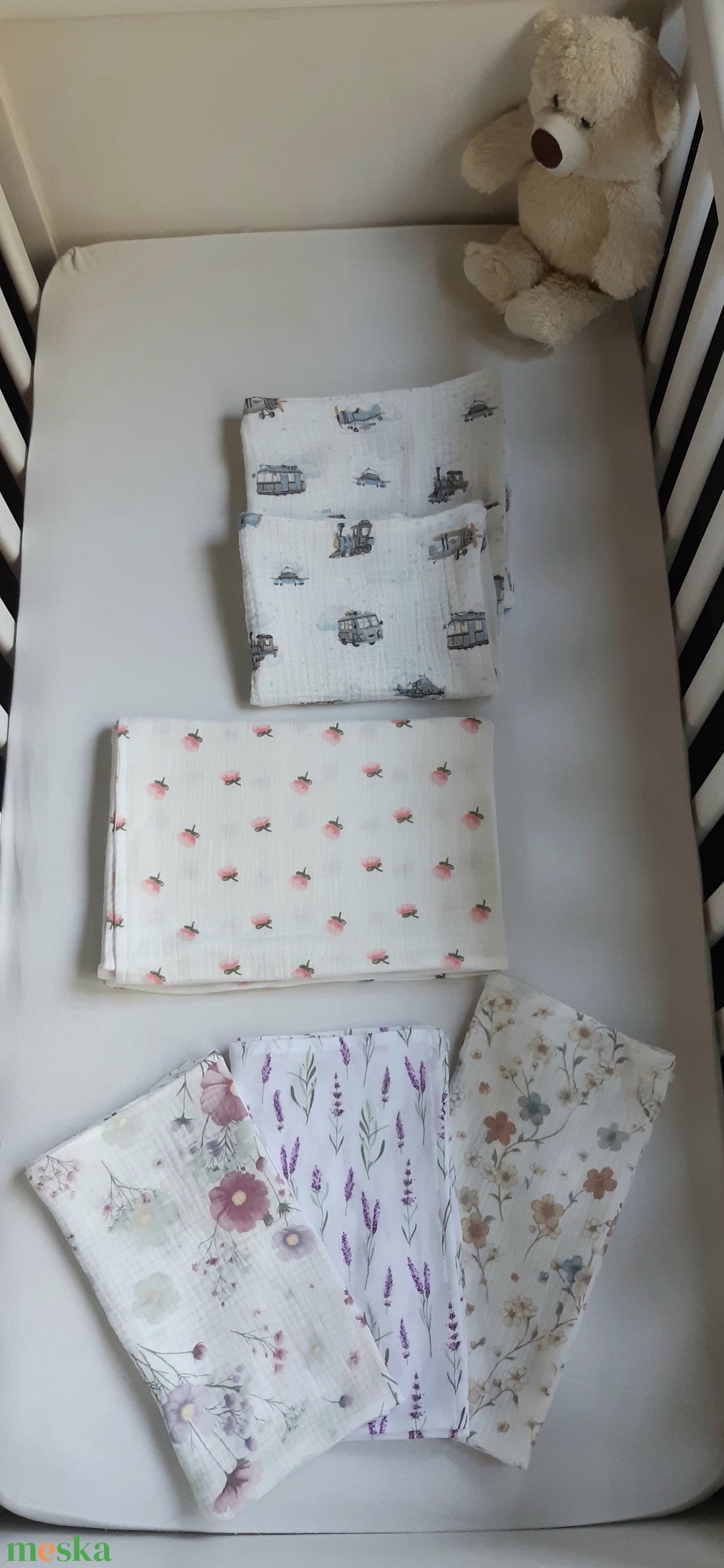 Két rétegű dupla géz nyári takaró és 3 db pelenka,  2 db dupla géz kispárna huzat - baba - mama - baba ágynemű - babatakaró, gyerek pléd - Meska.hu