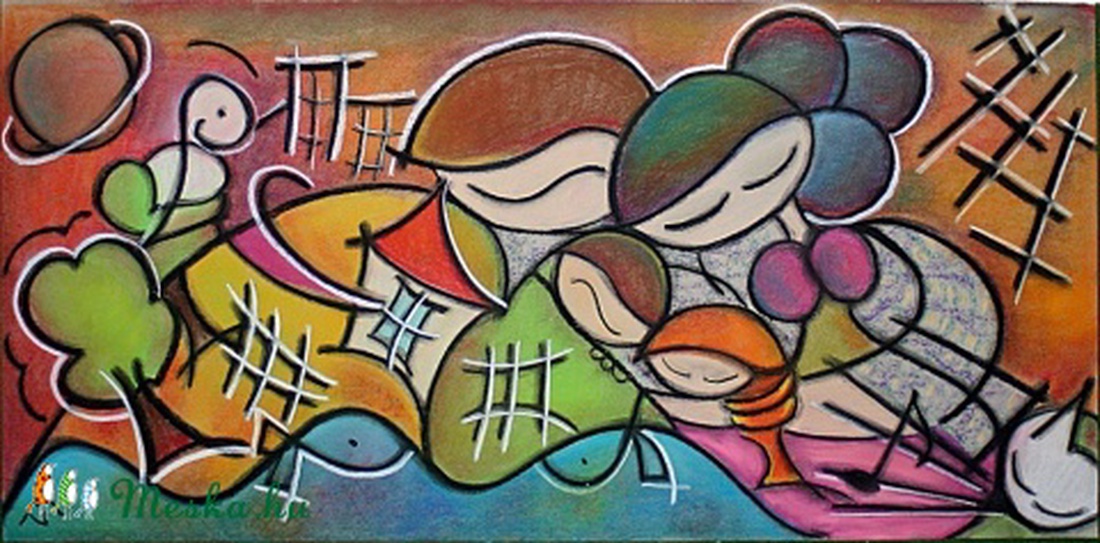 Vibók: Nekem a Család (pasztell 50x100cm) -  - Meska.hu