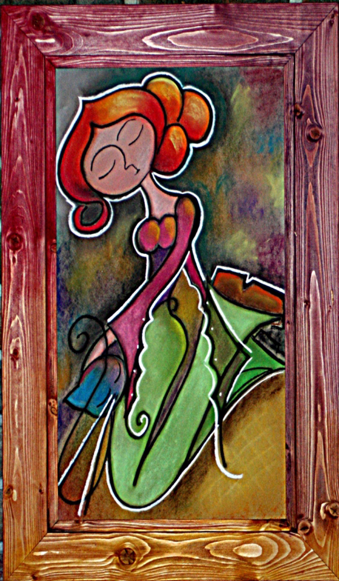 Vibók: Cirógatás (A Cica és a Lányka)  33x57cm + keret -  - Meska.hu