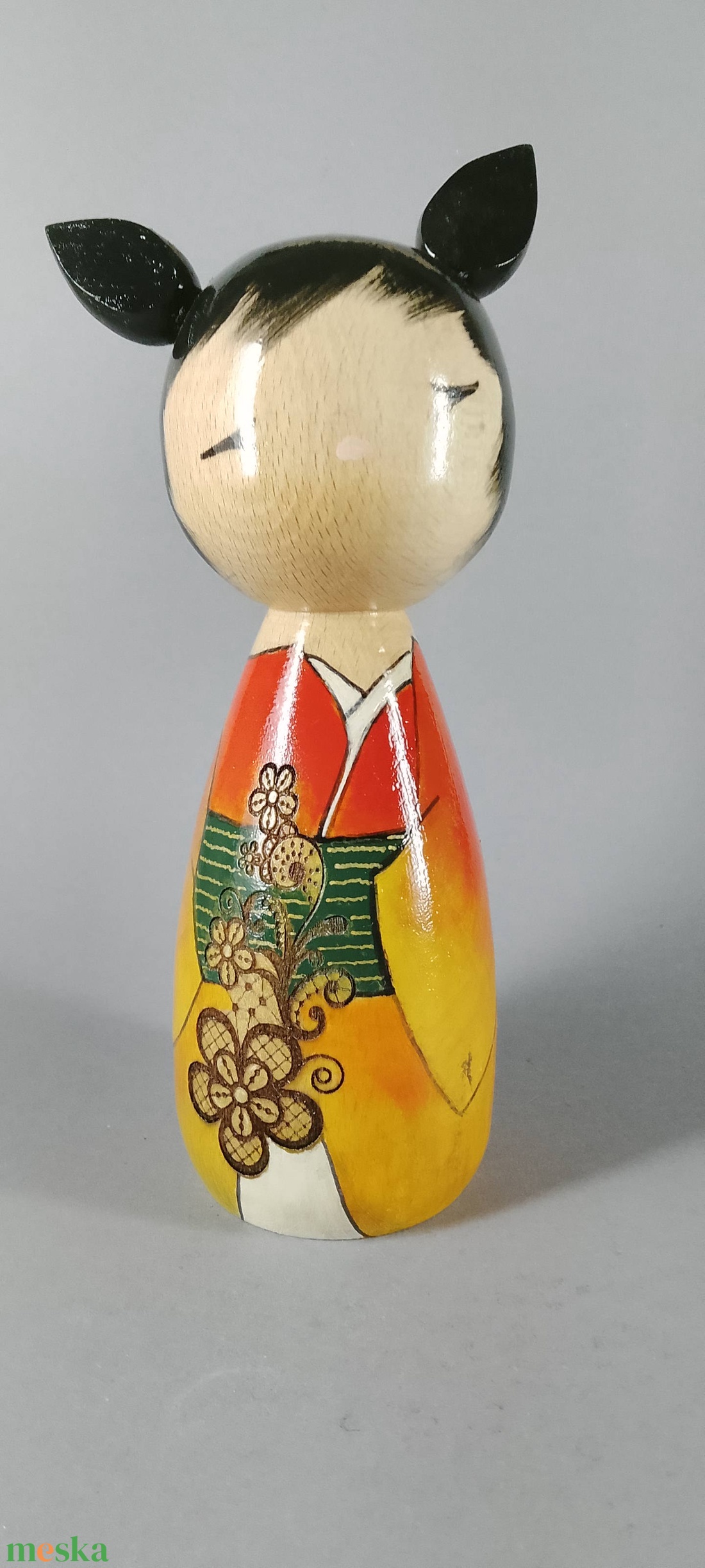 Kézzel készített egyedi Kokeshi - nagy méret - művészet - más gyűjtemények - Meska.hu