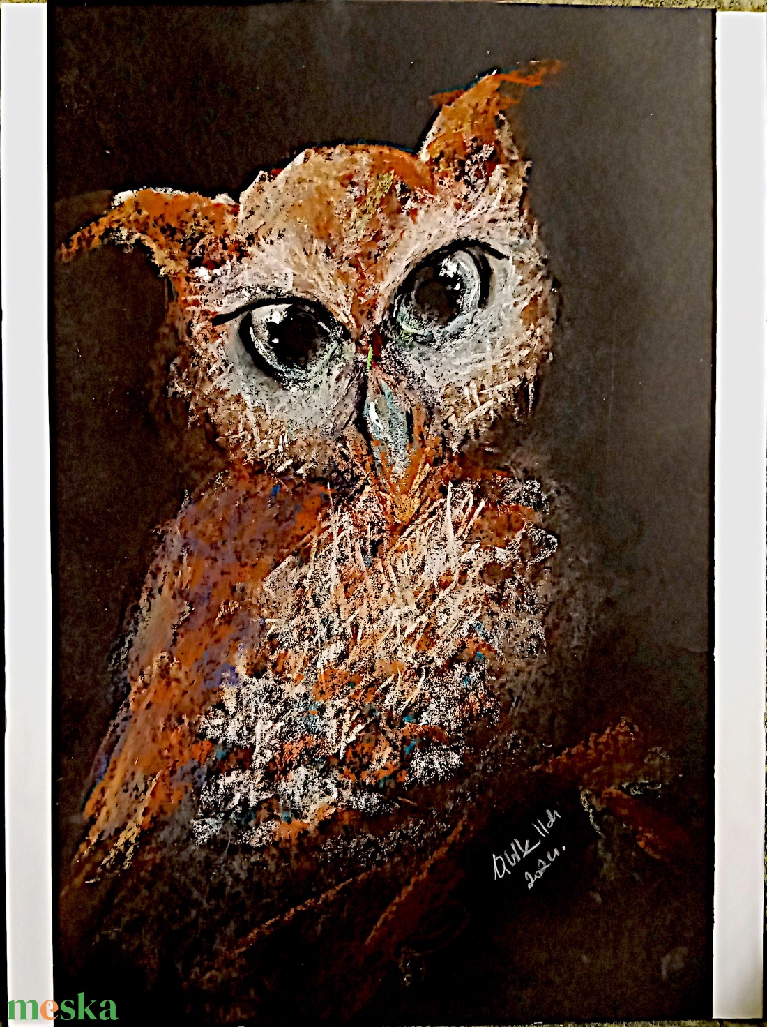 Bagoly - pasztell grafika 35x50cm - művészet - grafika & illusztráció - egyéb rajzok - Meska.hu