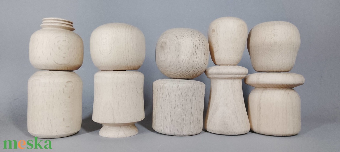 Öt fababa, levehető fejjel - talán így könnyebb festeni - egyesével vagy csoportban is... - kellékek & szerszámok - hobby fa alapanyag - egyéb fatermék - Meska.hu