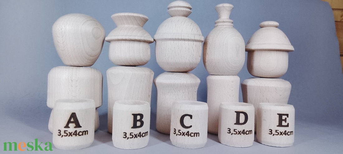 Öt fababa, levehető fejjel - talán így könnyebb festeni - egyesével vagy csoportban is... - kellékek & szerszámok - hobby fa alapanyag - egyéb fatermék - Meska.hu