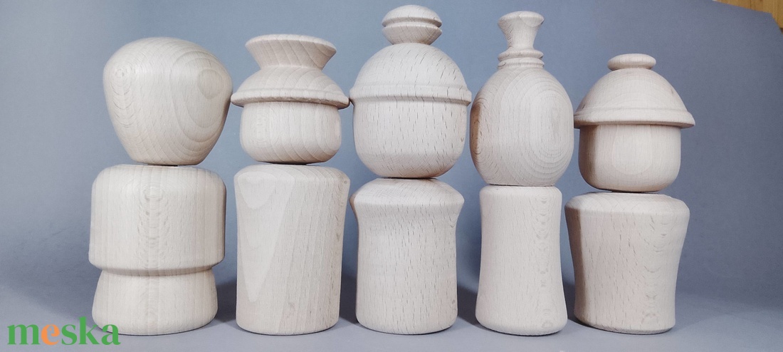 Öt fababa, levehető fejjel - talán így könnyebb festeni - egyesével vagy csoportban is... - kellékek & szerszámok - hobby fa alapanyag - egyéb fatermék - Meska.hu