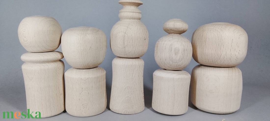 Öt fababa, levehető fejjel - talán így könnyebb festeni - egyesével vagy csoportban is... - kellékek & szerszámok - hobby fa alapanyag - egyéb fatermék - Meska.hu