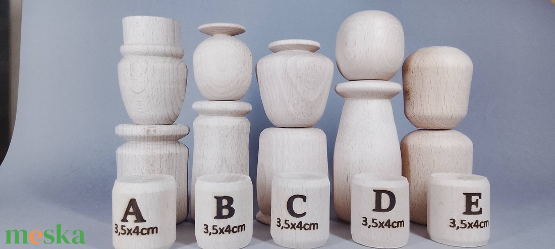 Öt fababa, levehető fejjel - talán így könnyebb festeni - egyesével vagy csoportban is... - kellékek & szerszámok - hobby fa alapanyag - egyéb fatermék - Meska.hu