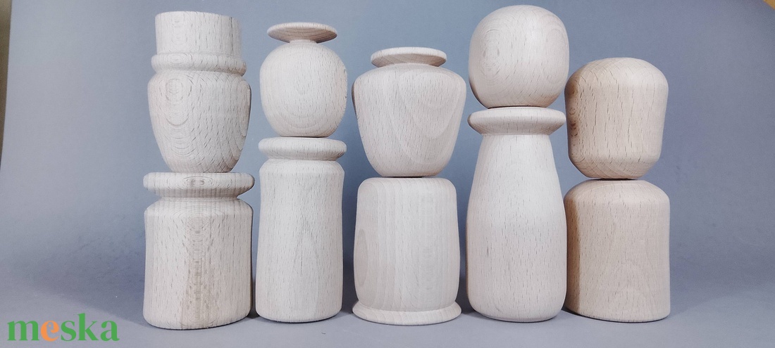 Öt fababa, levehető fejjel - talán így könnyebb festeni - egyesével vagy csoportban is... - kellékek & szerszámok - hobby fa alapanyag - egyéb fatermék - Meska.hu