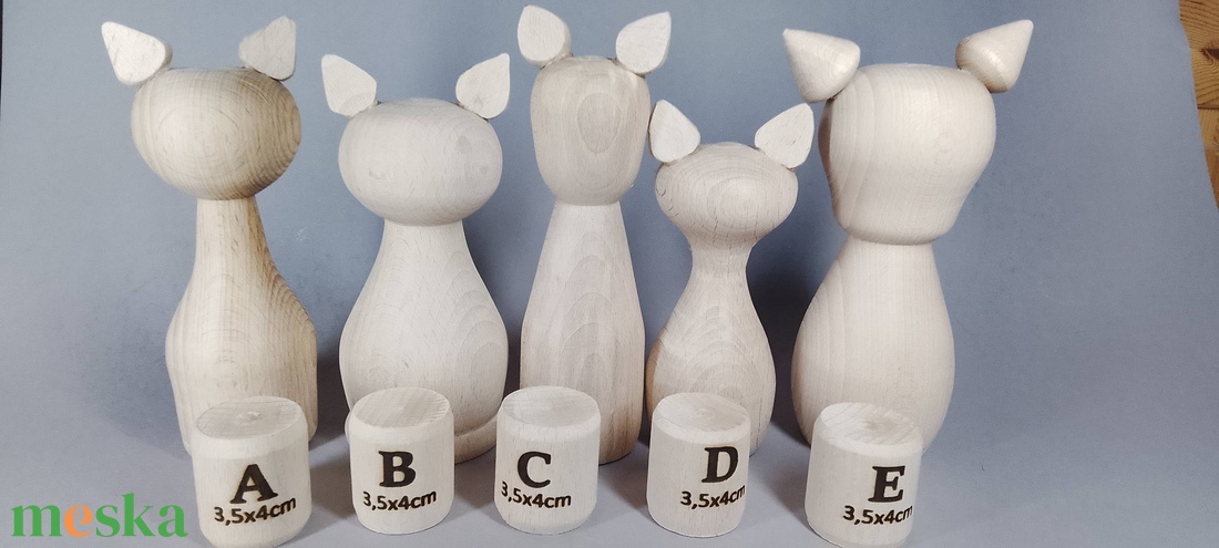 Öt fababa, macskák vagy cicamicák  - egyesével vagy csoportban is... - kellékek & szerszámok - hobby fa alapanyag - egyéb fatermék - Meska.hu