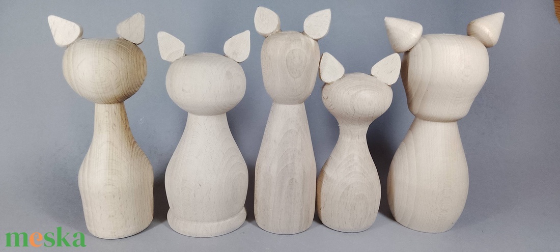 Öt fababa, macskák vagy cicamicák  - egyesével vagy csoportban is... - kellékek & szerszámok - hobby fa alapanyag - egyéb fatermék - Meska.hu