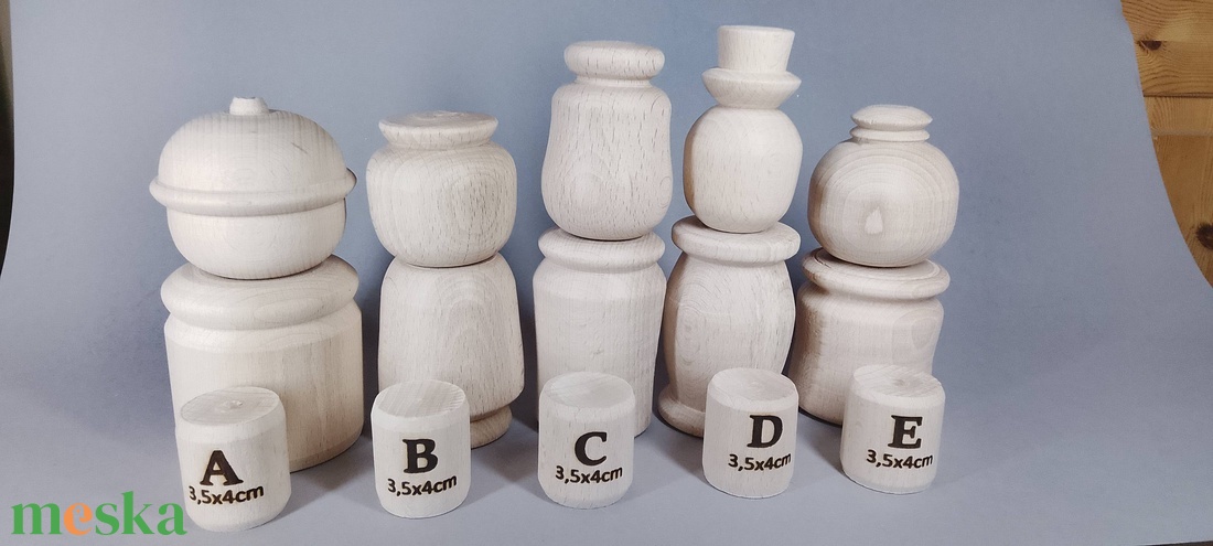 Öt fababa, levehető fejjel - talán így könnyebb festeni - egyesével vagy csoportban is... - kellékek & szerszámok - hobby fa alapanyag - egyéb fatermék - Meska.hu